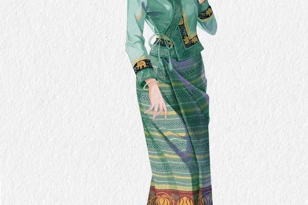 民族传统服装画,民族服饰绘画作品