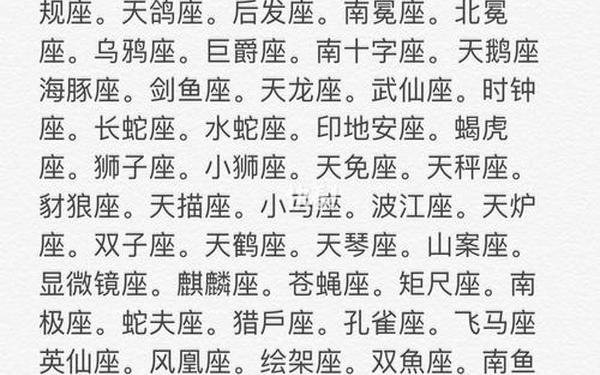 88个星座的划分—88个星座分别是什么座 88个星座的划分—88个星座分别是什么座