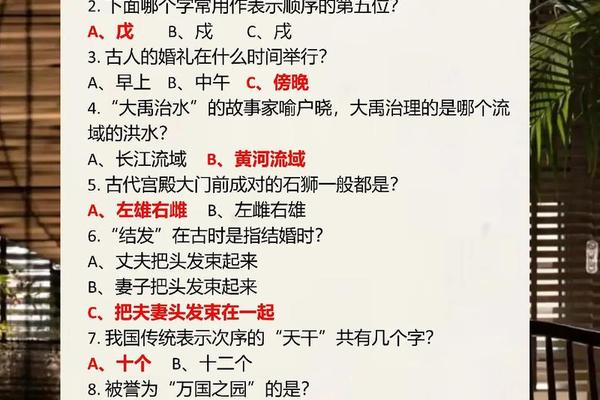 中国文化常识题库1000题 常识大全1000题及答案