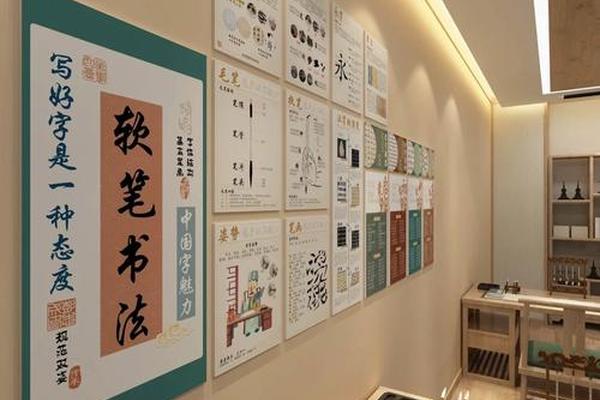 书画文化墙创意设计图片(书法室墙面布置)