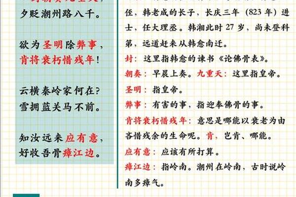 左迁至蓝关示痣相,左迁至蓝关示侄孙湘运用典故