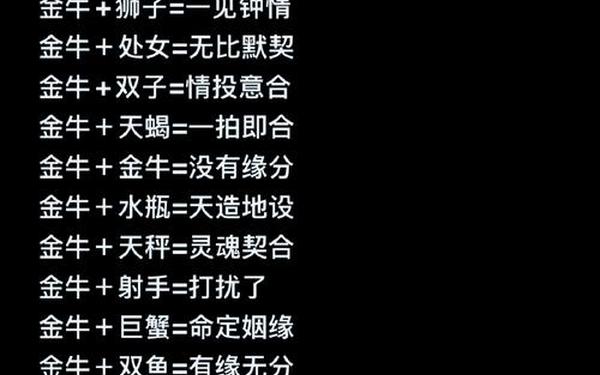 金牛座配对表排行(金牛座的速配星座配对表)