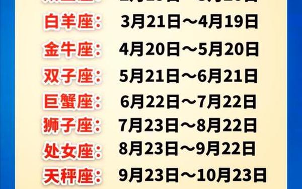 星座时间表图片—十二星座月份对照表 星座时间表图片—十二星座月份对照表