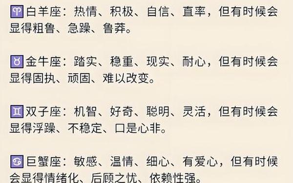 十二星座性格特点文案 十二星座的性格特点 十二星座性格特点文案 十二星座的性格特点