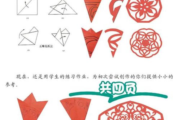 剪纸文化海报加入儿童元素 长条手工花边边框剪纸步骤