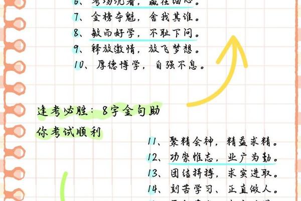 考试八字标语