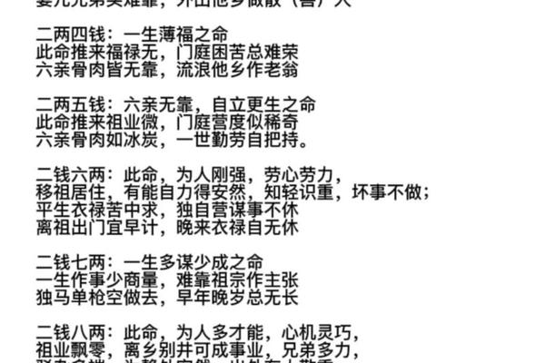 八字命理口诀