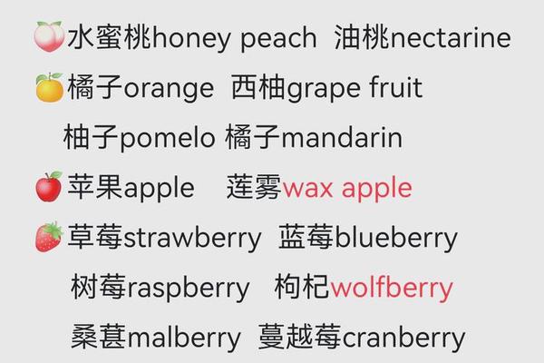 水果英语姓名