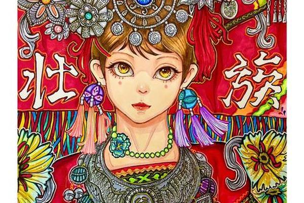 壮族文化元素绘画手工_壮族元素图案手绘