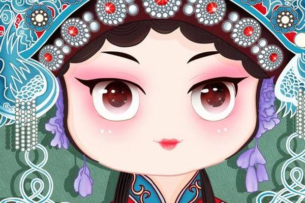 国粹京剧脸谱q版卡通图案-京剧元素图案设计