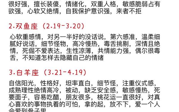 星座表十二星座查询-十二星座的性格脾气